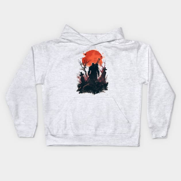 A Monster Hunter Amidst the Fallen - Witcher Kids Hoodie by Fenay-Designs